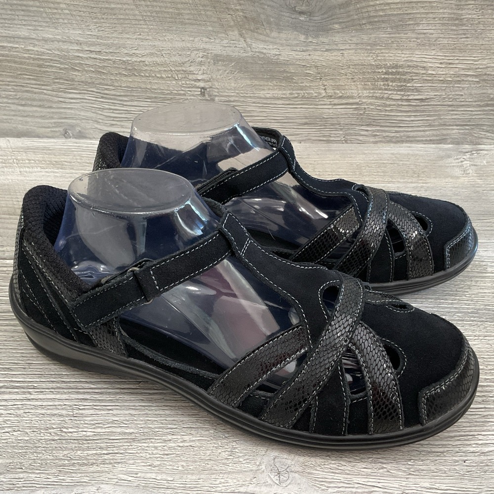 Orthofeet 862 Shoes Juno Women's Size 10.5 Wide US Black Sandals Mary Jane's